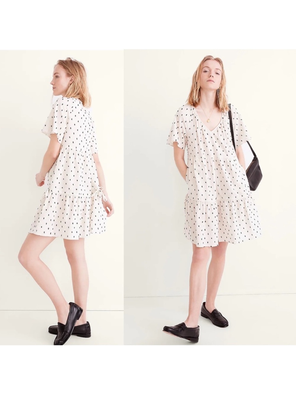 Madewell Cotton-Linen Lorelei Mini Dress in Clip Dot Size Medium